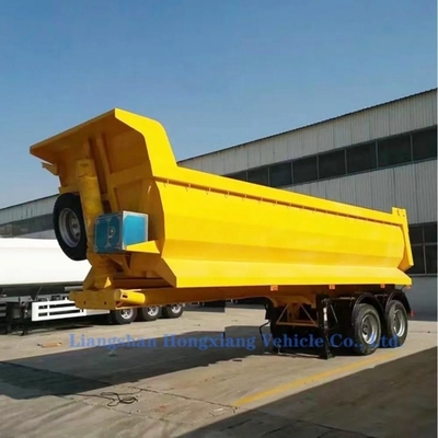 500mm 高さ Q345b メインビーム 重荷用4軸用液圧端ダンプティッパートレーラー