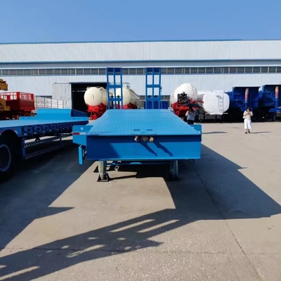 バン型3軸40FT フラット・ハーフ・ロー・ベッド・ローダー フック・ボード・トランスポート・トレーラー ウズベキスタン