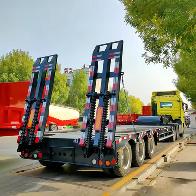 製造 設計 3 軸 40 FT 平床半低床トレーラー 鉄材