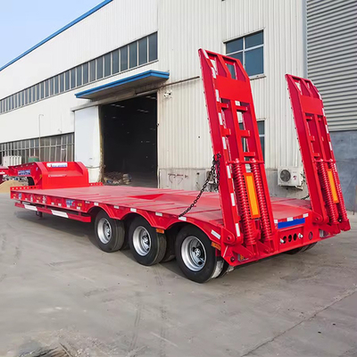 13500×3000×1550 mm 8軸 120トンの負荷容量 100FT フラットベッド低床半トレーラー
