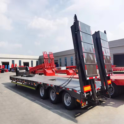 13500×3000×1550 mm 8軸 120トンの負荷容量 100FT フラットベッド低床半トレーラー