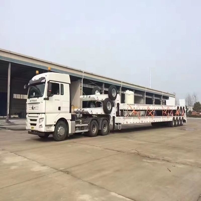 40FT 3 アクセル 低床コンテナ 広層クライミング付きのフラットベッド半トレーラー