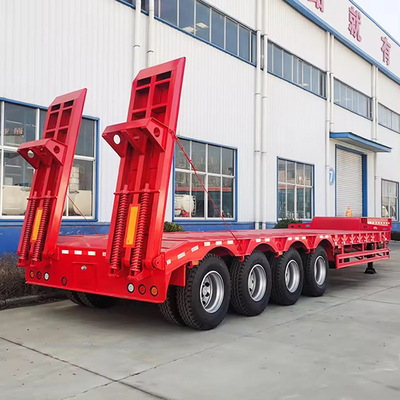 60tons 容量 4軸の拡張式平床トレーラー 低燃費