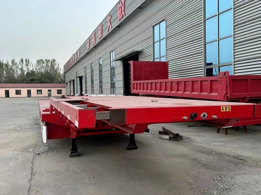 20FT 40FT ダブルフラットベッドコンテナトレーラー 負荷容量のためのフラットベッドトレーラー