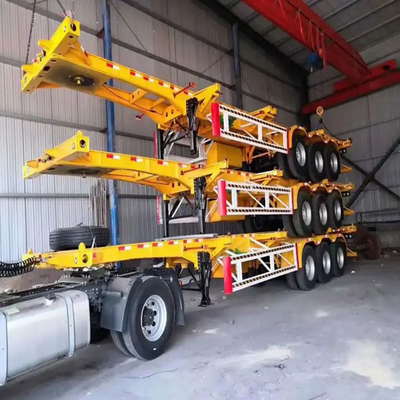 スチールタンデムアクセル スケルトン スーパーリンク 半トレーラー 20FT と 40FT コンテナを運ぶ
