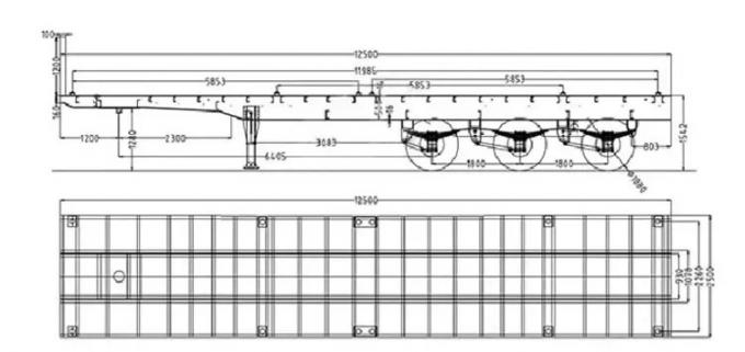 New 40 ′40 "Flat Container Semi-Trailer for 4-Axis Marine Container Transport