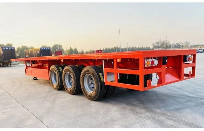 New 40 ′40 "Flat Container Semi-Trailer for 4-Axis Marine Container Transport