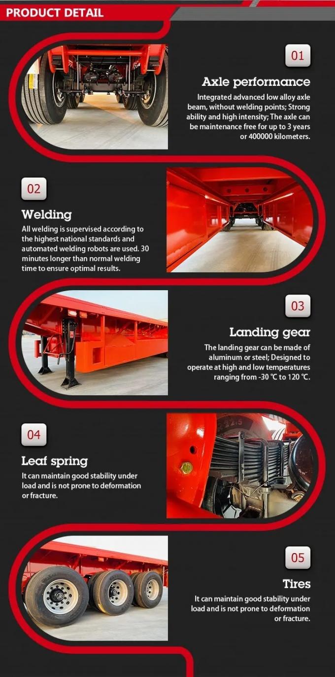 New 40 ′40 "Flat Container Semi-Trailer for 4-Axis Marine Container Transport